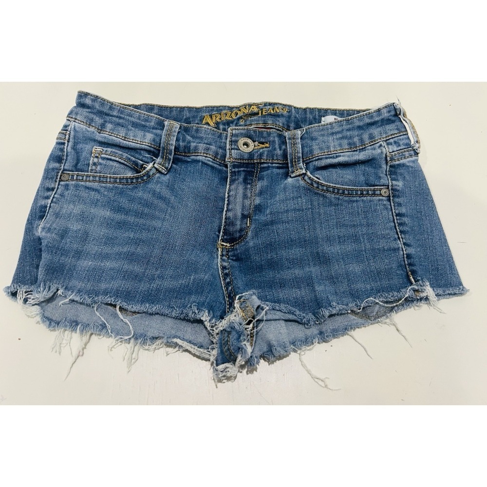 Vintage Y2K Denim Ultra Low Rise Micro Mini Booty Cutoff Shorts Size 3 Festival